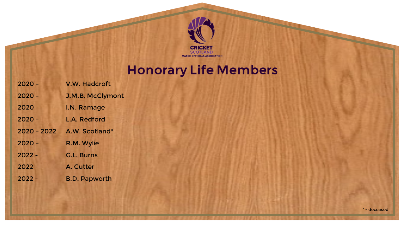 Honorary Life Members & Honours Board